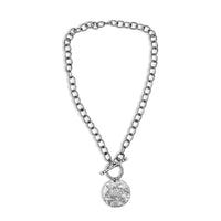 Silver Statement Necklace With Front Toggle Clasp - Creative Jewelry by Marcia - Asymmetrical Jewelry - Timeless Jewelry